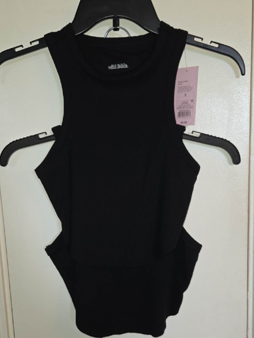 Wild Fable Black Ribbed Cutout Tank 💚🩵🩷